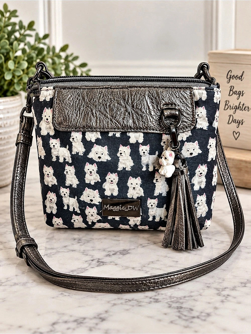 Maggie DW Westie Dog Print Crossbody Bag